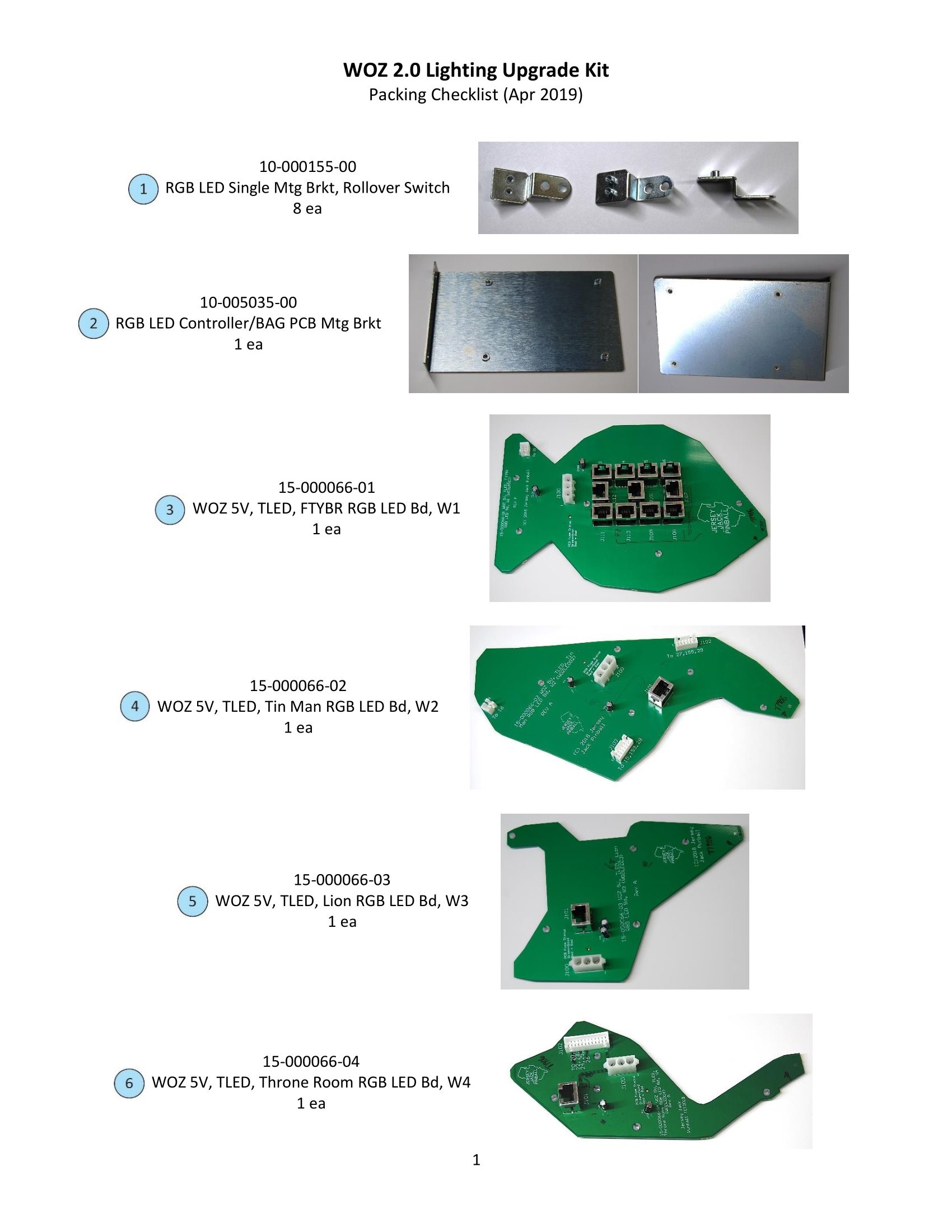 JERSEY JACK WIZARD OF OZ WOZ Pinball Game 2.0 LIGHTING UPGRADE KIT 53